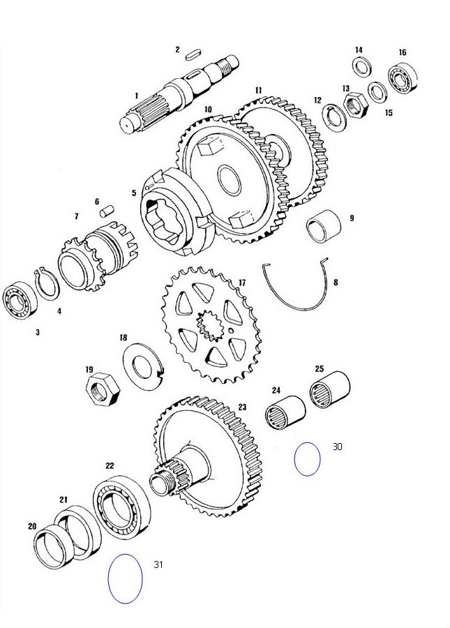 Friction-bearing / Bearing retainer cogwheel gear Tomos