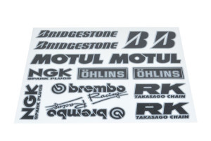 Stickerset of sponsors: Brembo , Michelin, NGK etc.